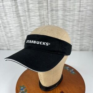 Starbucks Coffee Employee Uniform Visor Hat Black Cotton Adjustable Embroidered